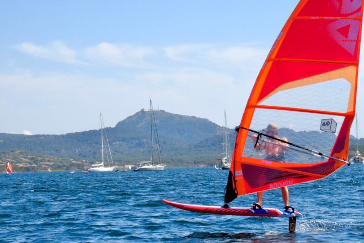 man windsurfing