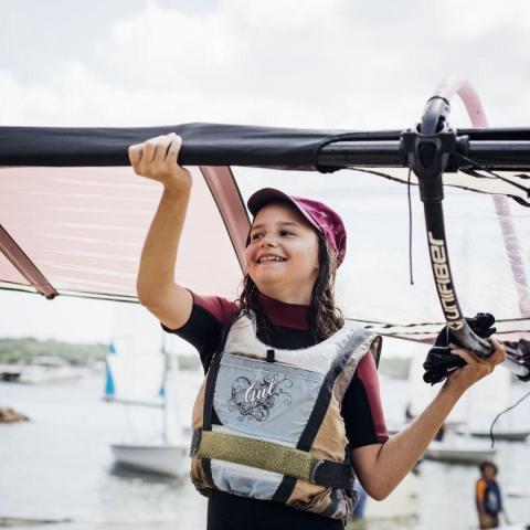 A kid with a sail